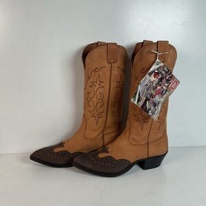 Nocona Wildebeest Wingtip Cowboy Boots Men’s 8.5 D USA Made Exotic Suede